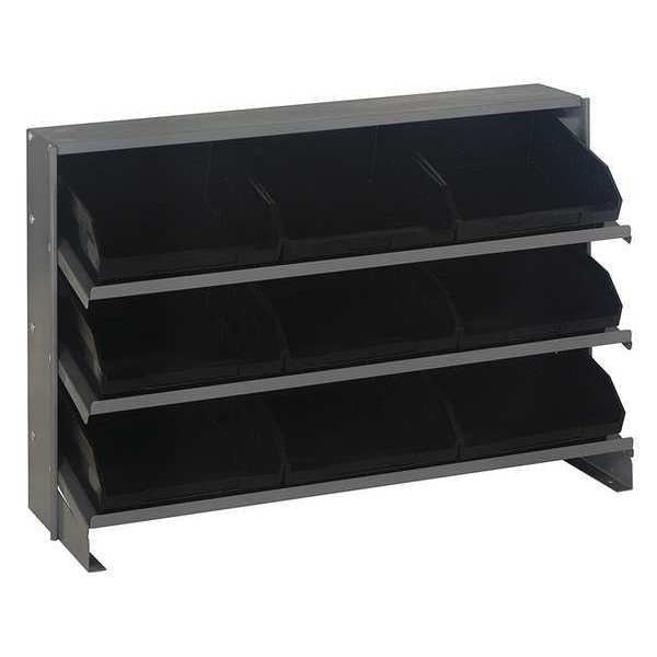 Steel Bench Pick Rack, 36 in W x 21 in H x 12 in D, 3 Shelves, Black