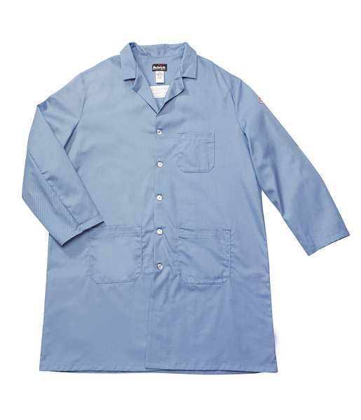 Flame Resistant Lab Coat, Light Blue, Cotton, XL