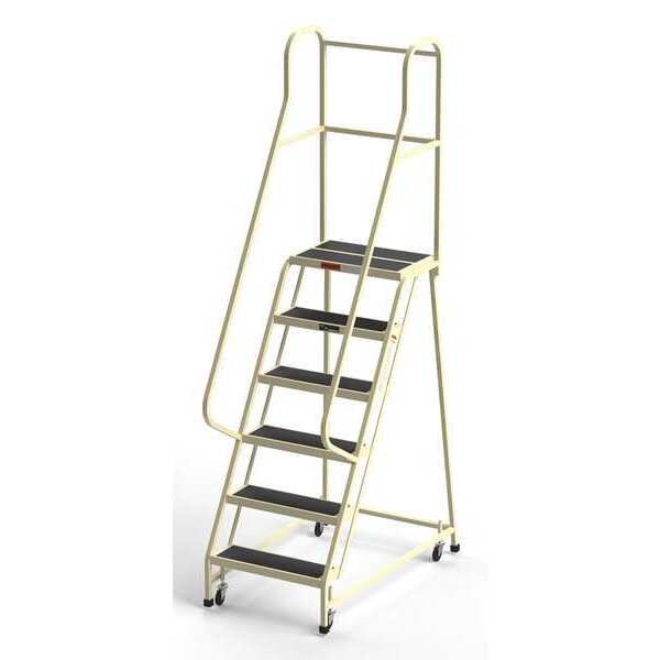 103 in H Steel Rolling Ladder, 6 Steps, 450 lb Load Capacity