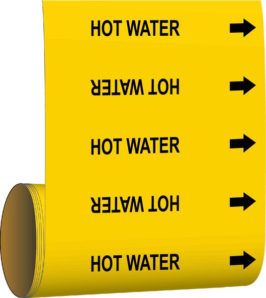 Pipe Marker, Hot Water, Yellow, 41510