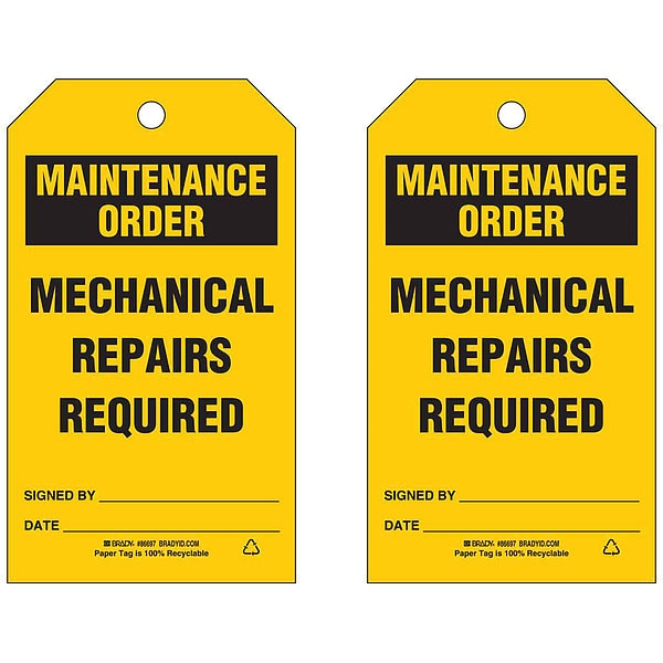 Mal Nt Ord Tag, 7 x 4 In, Bk/Yel, PK10