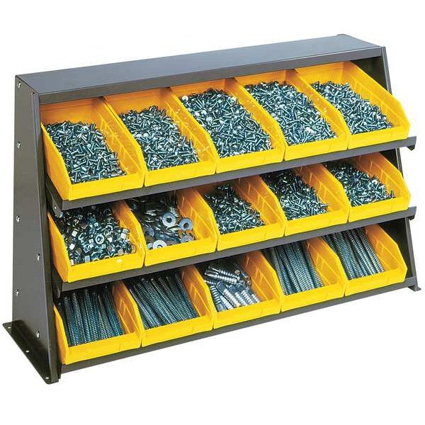 Steel Bench Pick Rack, 36 in W x 21 in H x 12 in D, 3 Shelves, Red