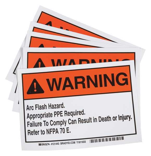 Machine/Equipment Label, 5 in Height, 7 in Width, Vinyl, Horizontal Rectangle, English