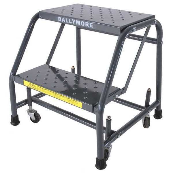 19 in H Steel Rolling Ladder, 2 Steps