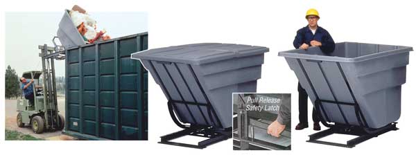 Self Dumping Hopper, 750 lb., Poly, Blue