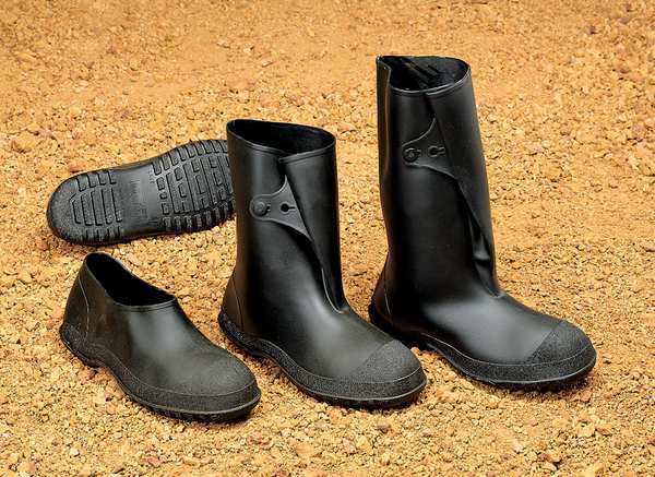 Workbrutes Overboots, Mens, XL, Button Tab, Black, PVC, PR