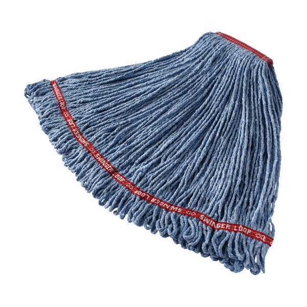 1 in String Wet Mop, 28 oz Dry Wt, Slide On Connection, Looped-End, Blue, Cotton/Synthetic