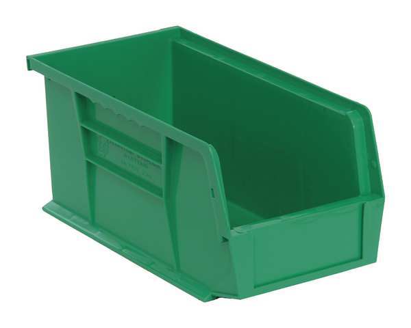 Hang & Stack Storage Bin, Green, Polypropylene, 10 7/8 in L x 5 1/2 in W x 5 in H