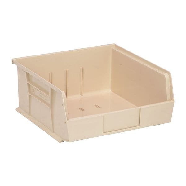 Hang & Stack Storage Bin, Ivory, Polypropylene, 10 7/8 in L x 11 in W x 5 in H, 50 lb Load Capacity