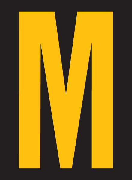 Reflective Letter Label, M, 2-1/2in H, PK25