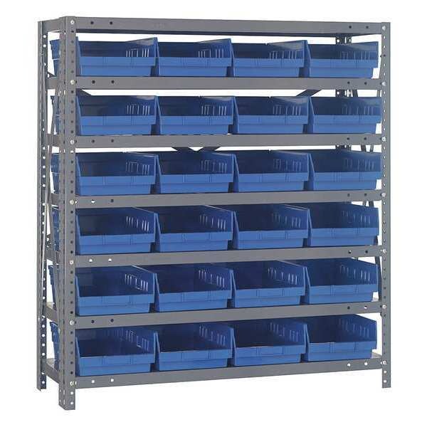 Steel Bin Shelving, 36 in W x 39 in H x 18 in D, 7 Shelves, Blue