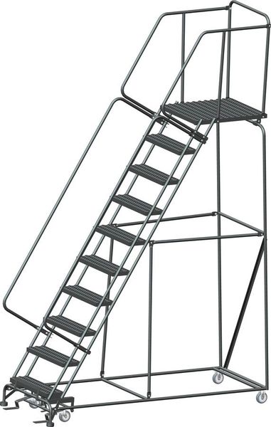 133 in H Steel Stock Picking Rolling Ladder, 10 Steps