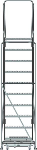 133 in H Steel Stock Picking Rolling Ladder, 10 Steps