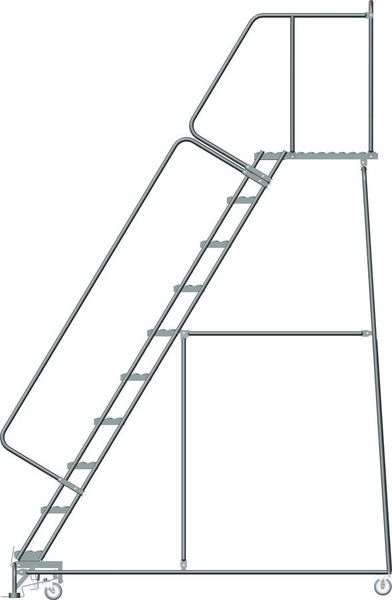 133 in H Steel Stock Picking Rolling Ladder, 10 Steps