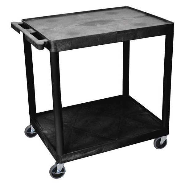 Polyethylene Utility Cart with Lipped Plastic Shelves, Flat, 2 Shelves, 400 lb