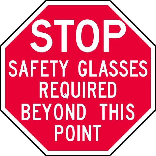 Reflective  Eye  Stop Sign, 6 in Height, 6 in Width, Aluminum, Octagon, English