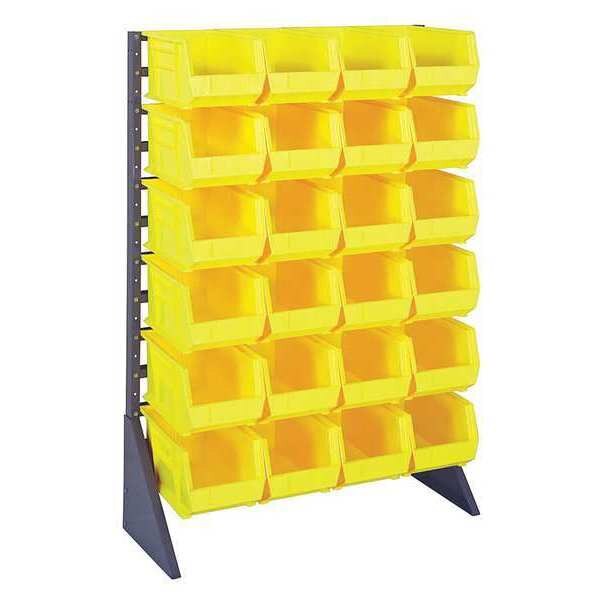 Steel Bin Rail Floor Rack, 36 in W x 15 in D x 54 in H, Yellow