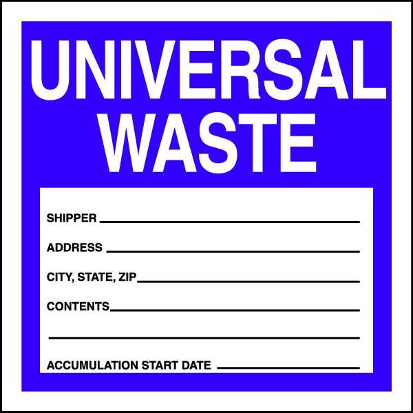 Haz Waste Label, Universal Waste, 6x6 in, Paper, 250/RL
