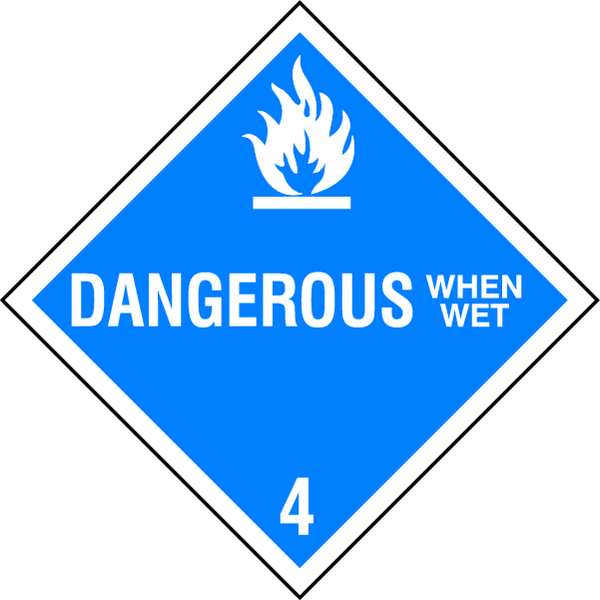 Vehicle Placard, Dngrous When Wet w Picto