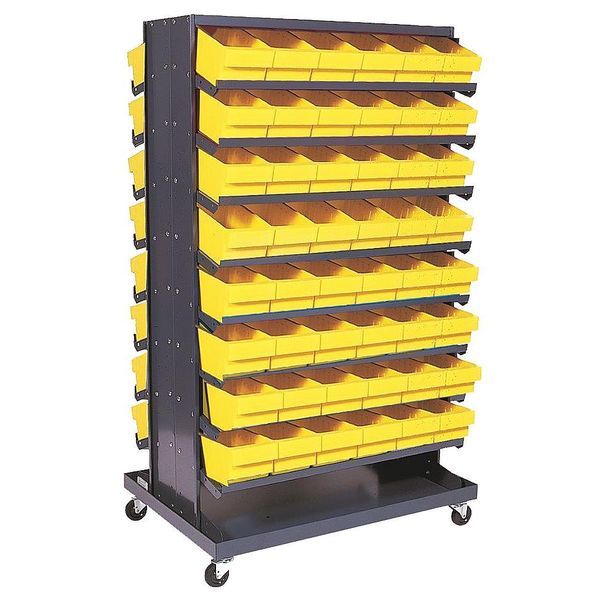 Steel Mobile Pick Rack, 36 in W x 60 in H x 16 Shelves, Gray