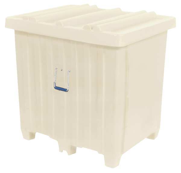 White Bulk Container, Plastic, 23 cu ft Volume Capacity