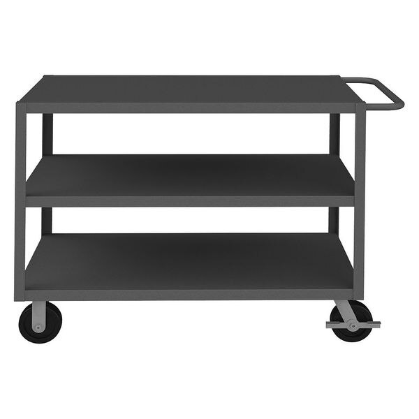 Steel Utility Cart with Flush Metal Shelves, Flat, 3 Shelves, 3,000 lb