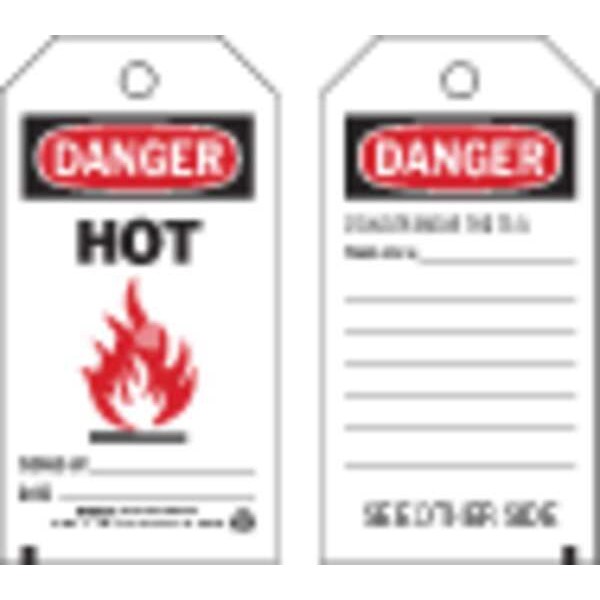 Danger Tag, 5-3/4 x 3 In, Hot, 3/8 In, PK10