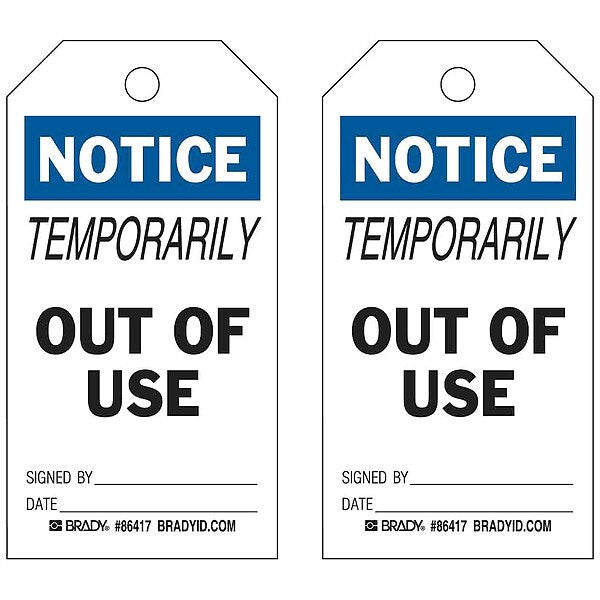 Notice Tag, 7 x 4 In, Bk and Bl/Wht, PK10
