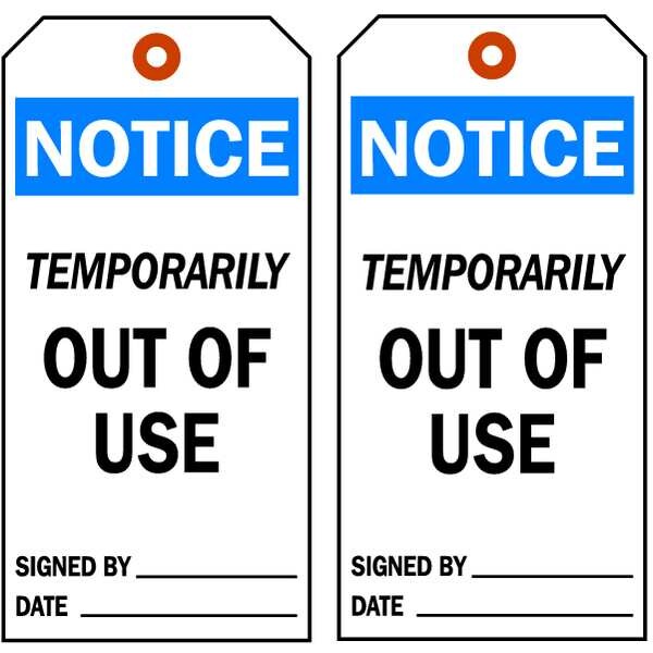 Notice Tag, 7 x 4 In, Bk and Bl/Wht, PK10