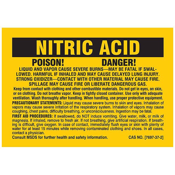 Chemical Label, 2 In. H, 2-7/8 In. W, PK25