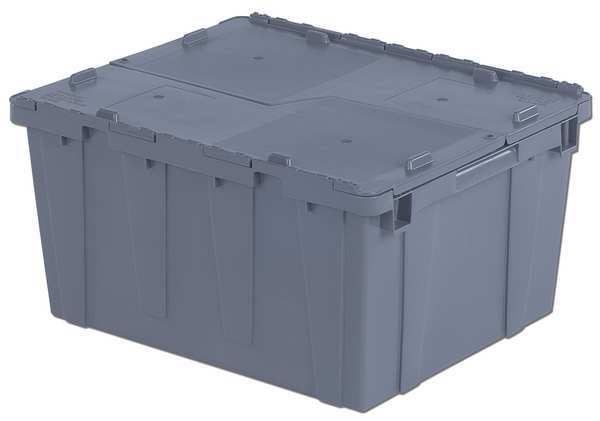 Gray Attached Lid Container, Plastic