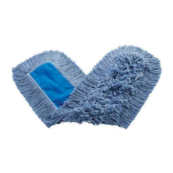 36 in L Flat Dust Mop, Slide On Connection, Cut-End, Blue, Cotton