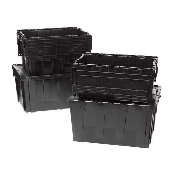 Black Attached Lid Container, Plastic