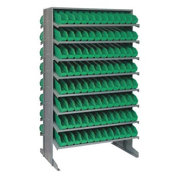 Steel Pick Rack, 36 in W x 60 in H x 24 in D, 16 Shelves, Green