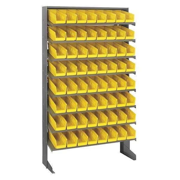 Steel Pick Rack, 36 in W x 60 in H x 12 in D, 8 Shelves, Yellow
