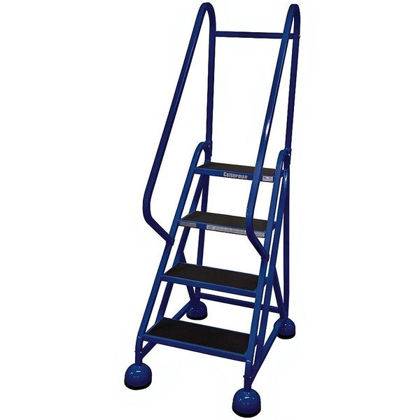 66 in H Steel Rolling Ladder, 4 Steps