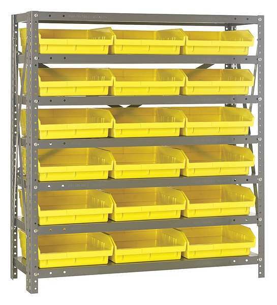 Steel Bin Shelving, 36 in W x 39 in H x 12 in D, 7 Shelves, Yellow