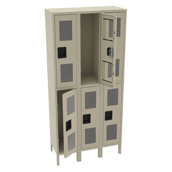 Wardrobe Locker, 36 in W, 15 in D, 78 in H, (2) Tier, (3) Wide, Sand