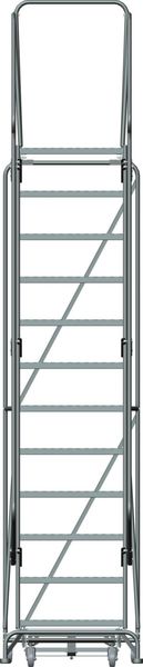 153 in H Steel Rolling Ladder, 12 Steps