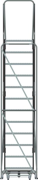 153 in H Steel Rolling Ladder, 12 Steps