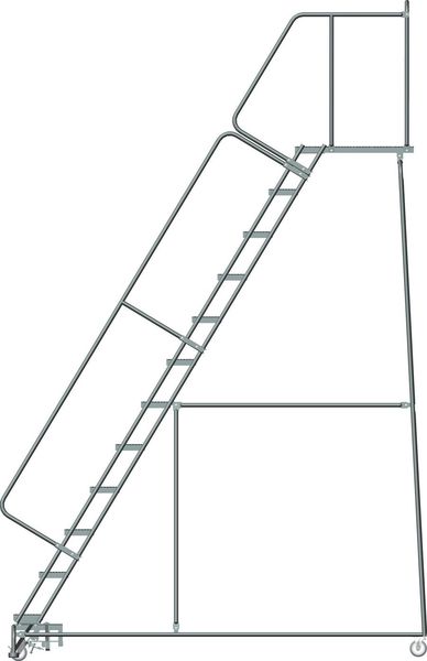 153 in H Steel Rolling Ladder, 12 Steps