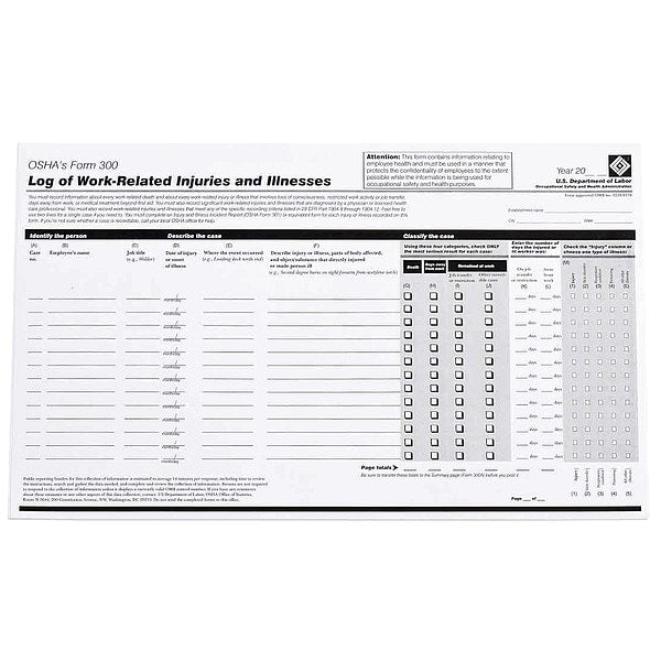 Forms, OSHA 300 Log