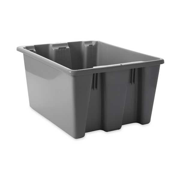 Stack & Nest Bin, Gray, Plastic, 19 1/2 in L x 15 1/2 in W x 10 in H, 100 lb Load Capacity