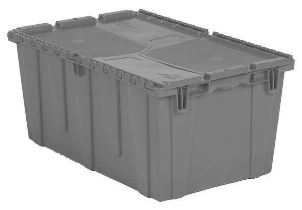 Gray Attached Lid Container, Plastic