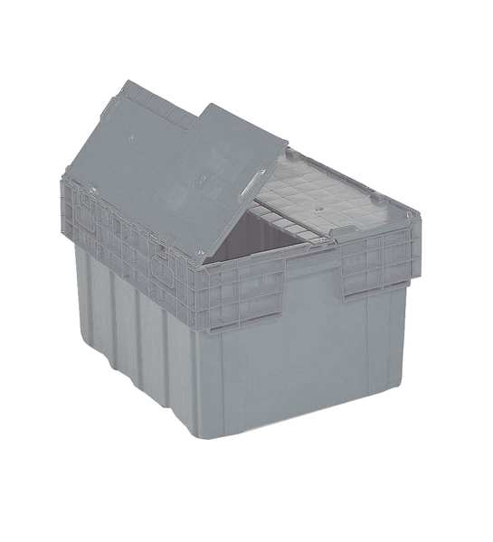 Gray Attached Lid Container, Plastic