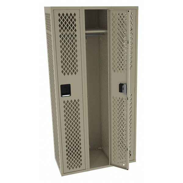 Wardrobe Locker, 36 in W, 18 in D, 72 in H, (1) Tier, (3) Wide, Sand
