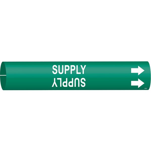 Pipe Marker, Supply, Grn, 2-1/2 to 3-7/8 In