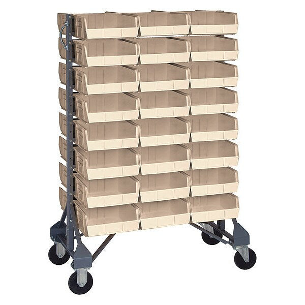 Steel Mobile Bin Rail Floor Rack, 20 in W x 36 in D x 53 in H, Ivory