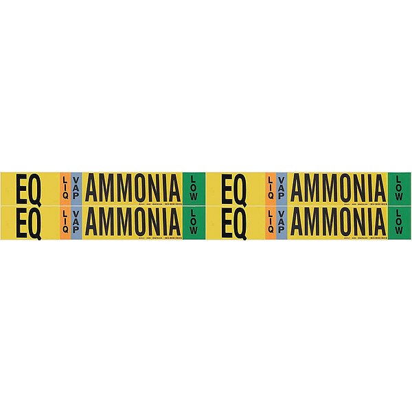 Ammonia Pipe Marker, EQ, 1 to 2-1/2In, PK4