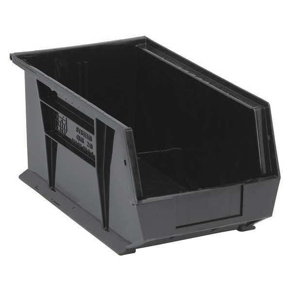 Hang & Stack Storage Bin, Black, Polypropylene, 14 3/4 in L x 8 1/4 in W x 7 in H